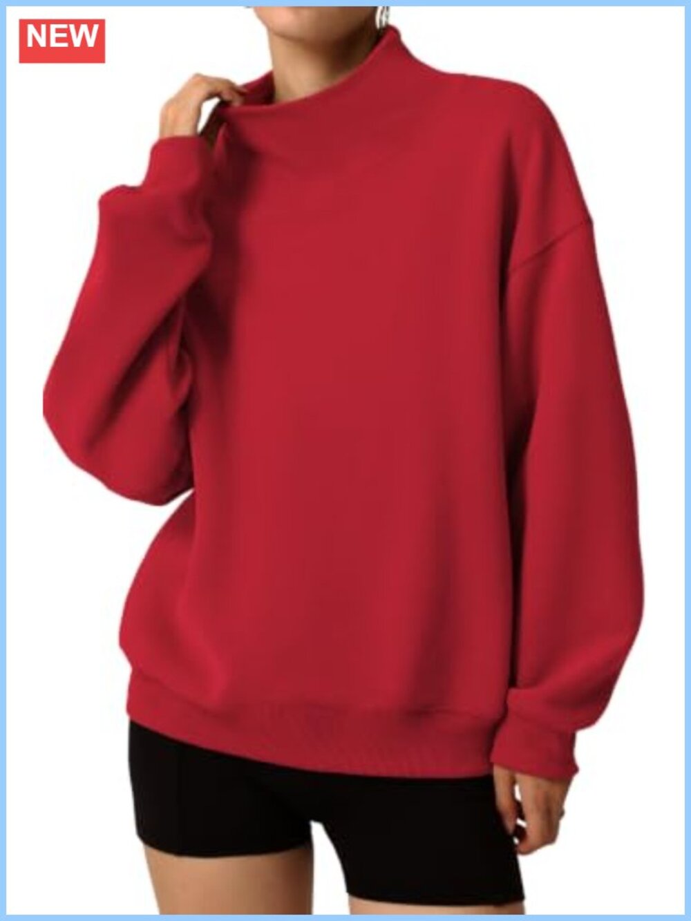 Oversized Mock Neck Sweatshirt with Pockets Long Sleeve Casual Pullover